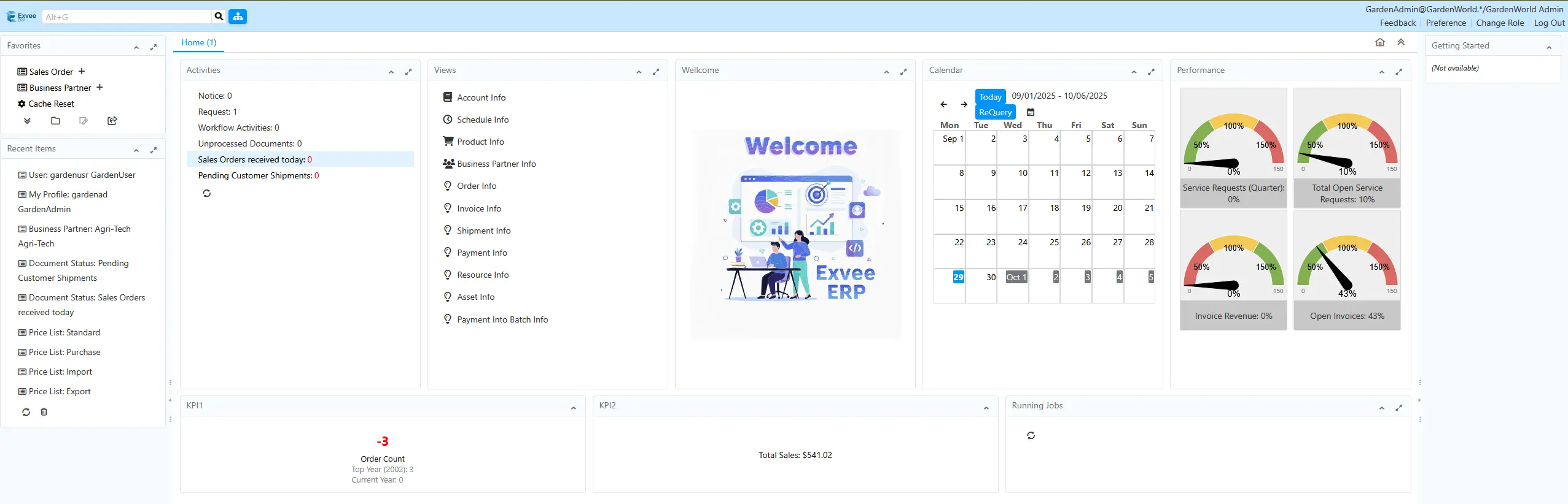 Exvee ERP Dashboard